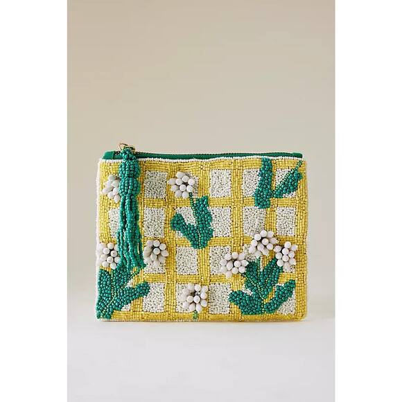 Anthropologie Handbags - Anthropologie Floral Beaded Pouch - One Size Yellow
